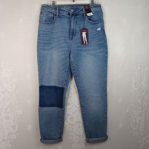 No Boundaries Patchwork Ripped Mom Jeans 15 NWT